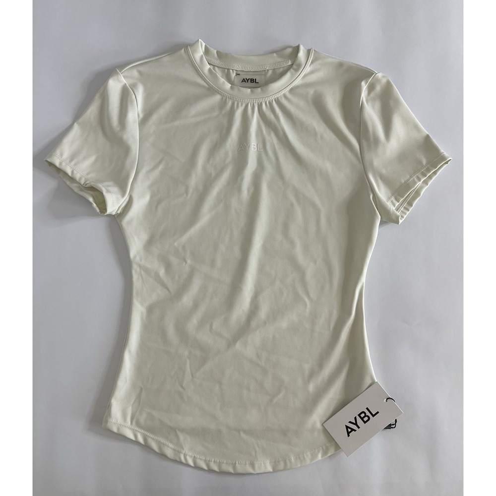 AYBL Sculpt T-Shirt Cream Marshmallow Women's Size S Body Sculpting Activewear